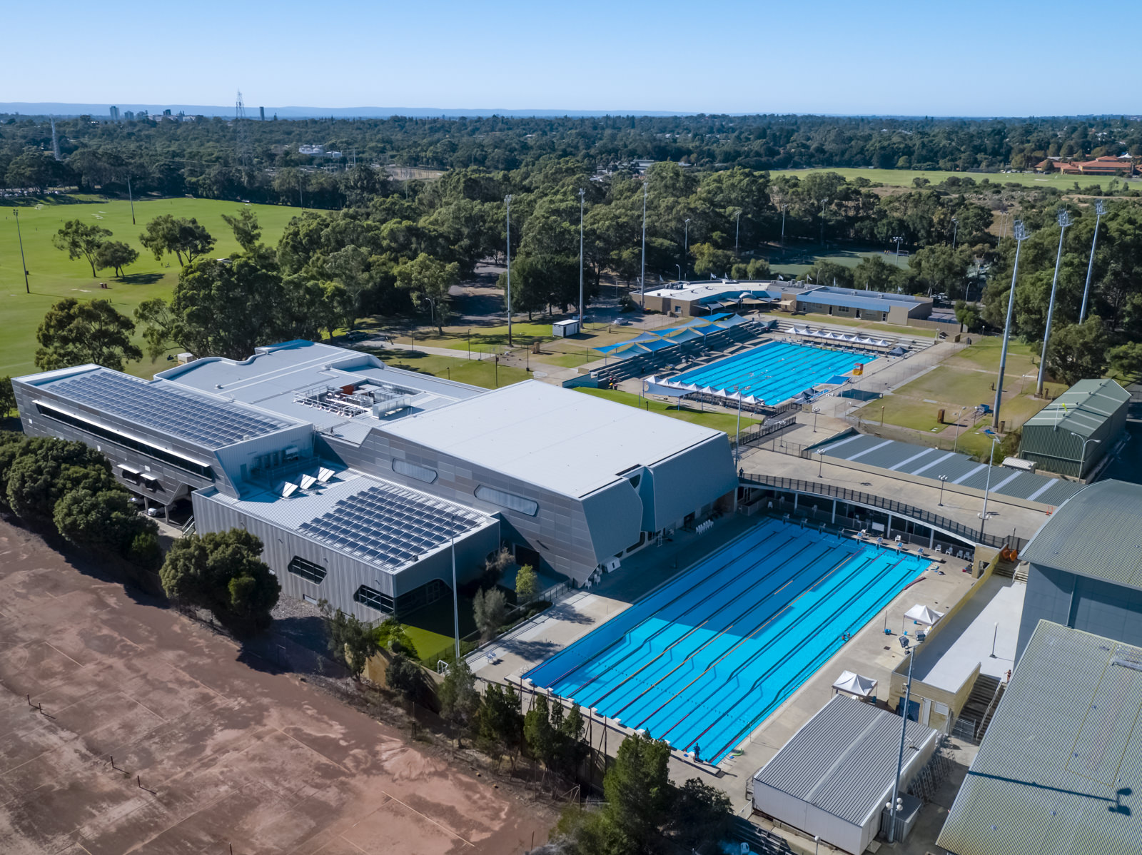 HBF Stadium outdoor pools birds eye view